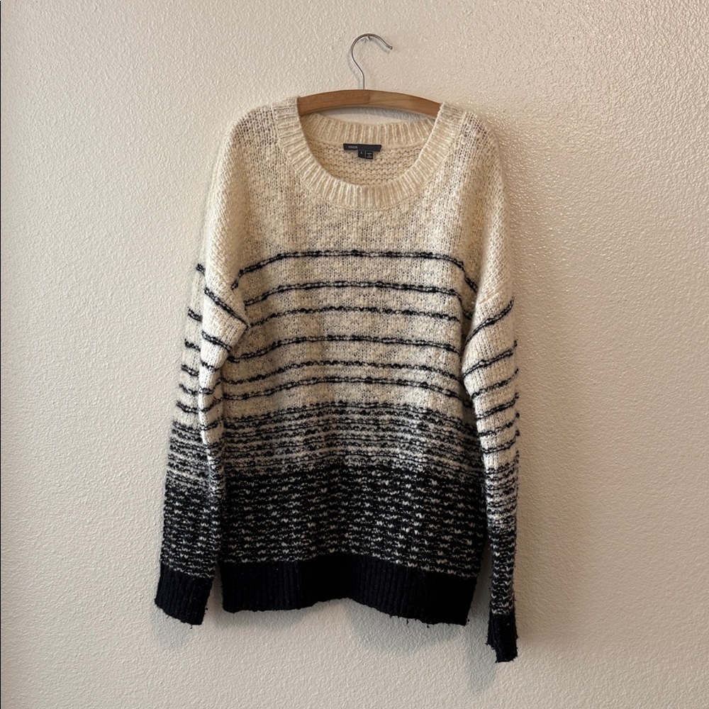 Vince Black and Cream Gradient Wool Sweater